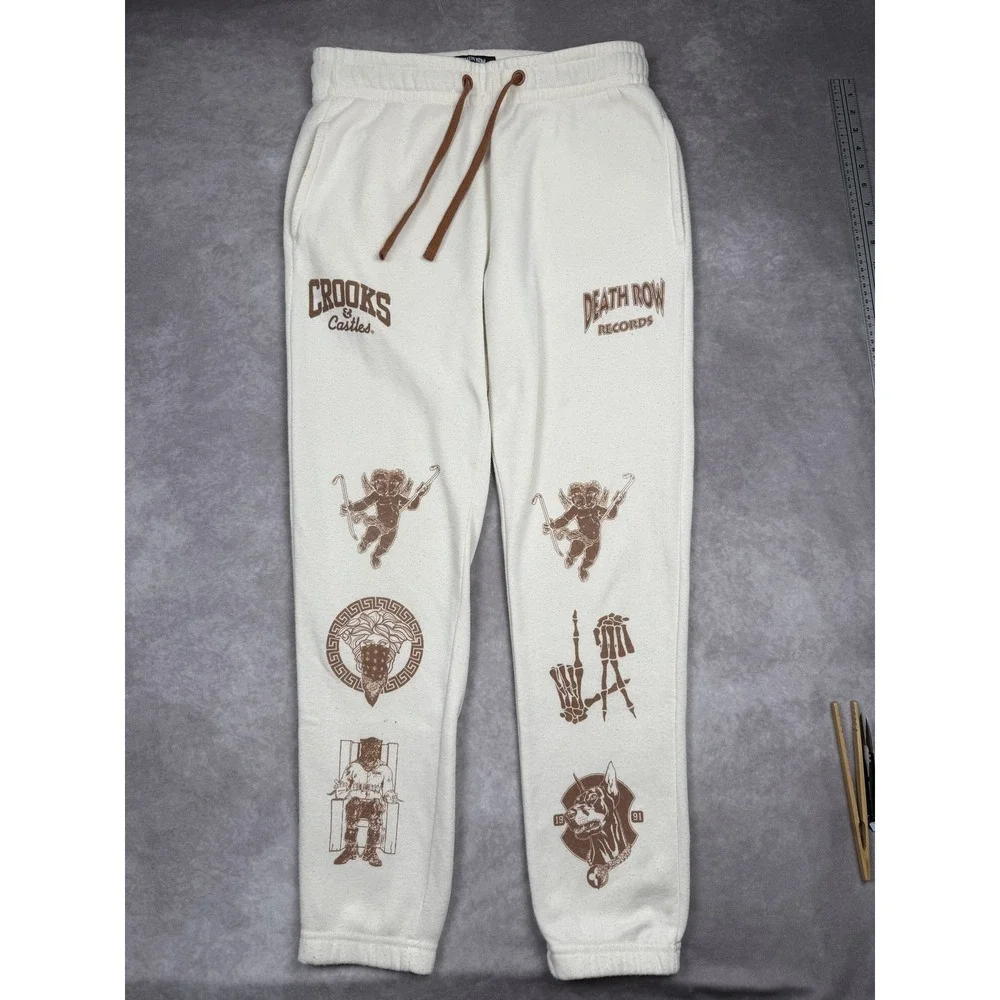 Crooks & Castles Death Row Records Pants Mens Large White Graphic Joggers 2022 - Picture 1 of 16